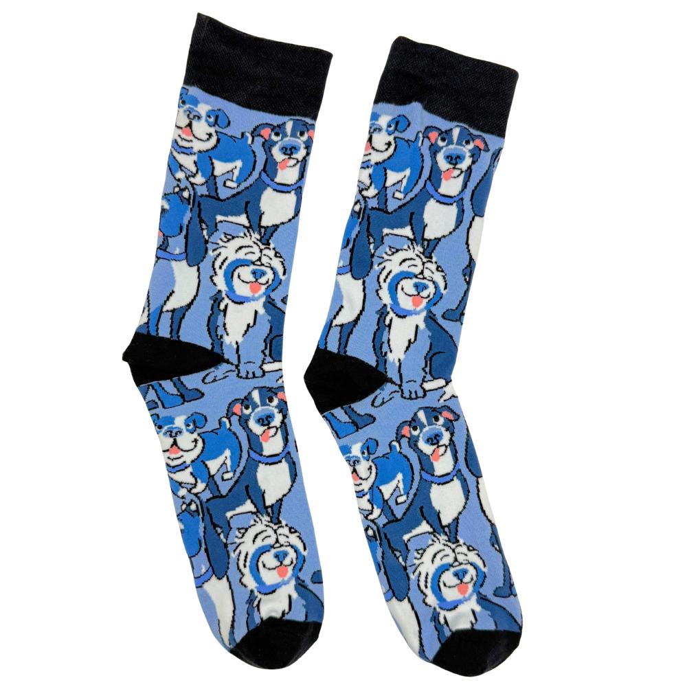 Blue Crew Length Socks for Men