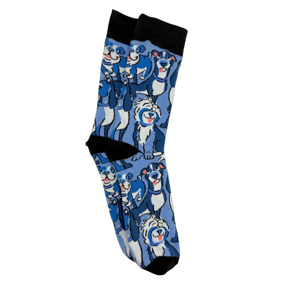 Blue Crew Length Socks for Men