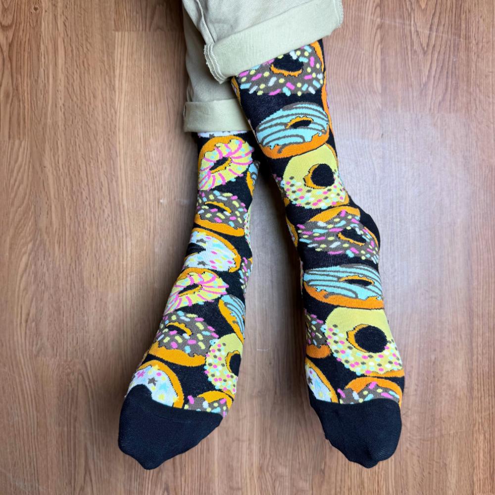 Black Crew Length Socks for Men