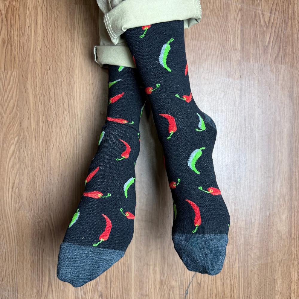 Black Crew Length Socks for Men