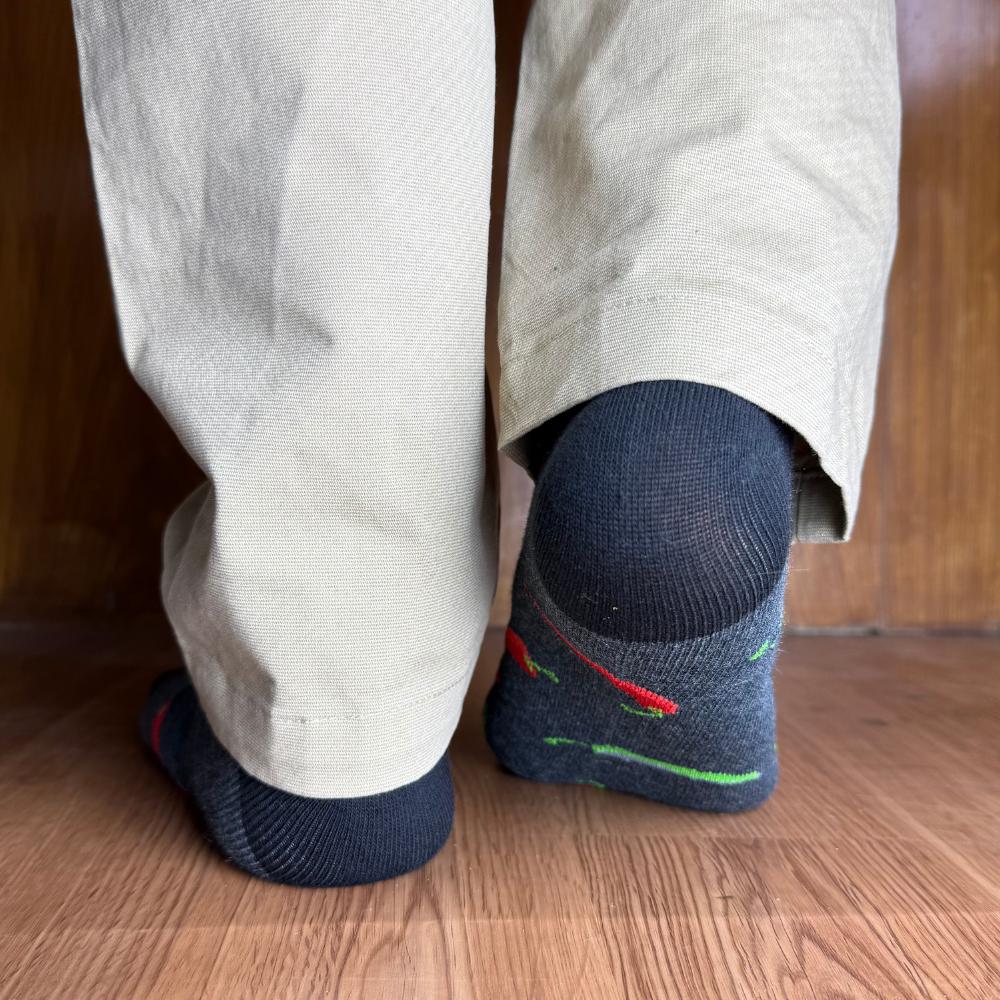 Grey Crew Length Socks for Men