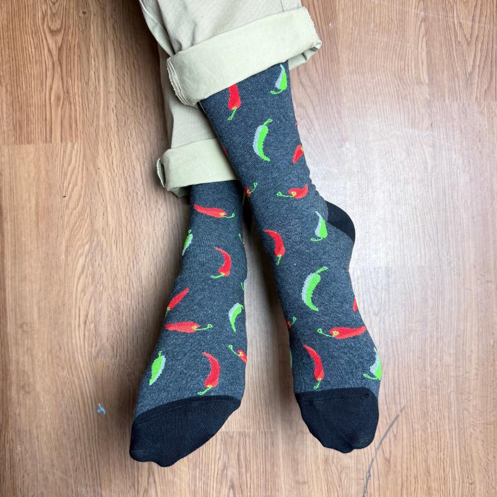 Grey Crew Length Socks for Men