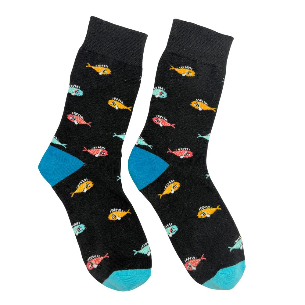 Black Crew Length Socks for Men
