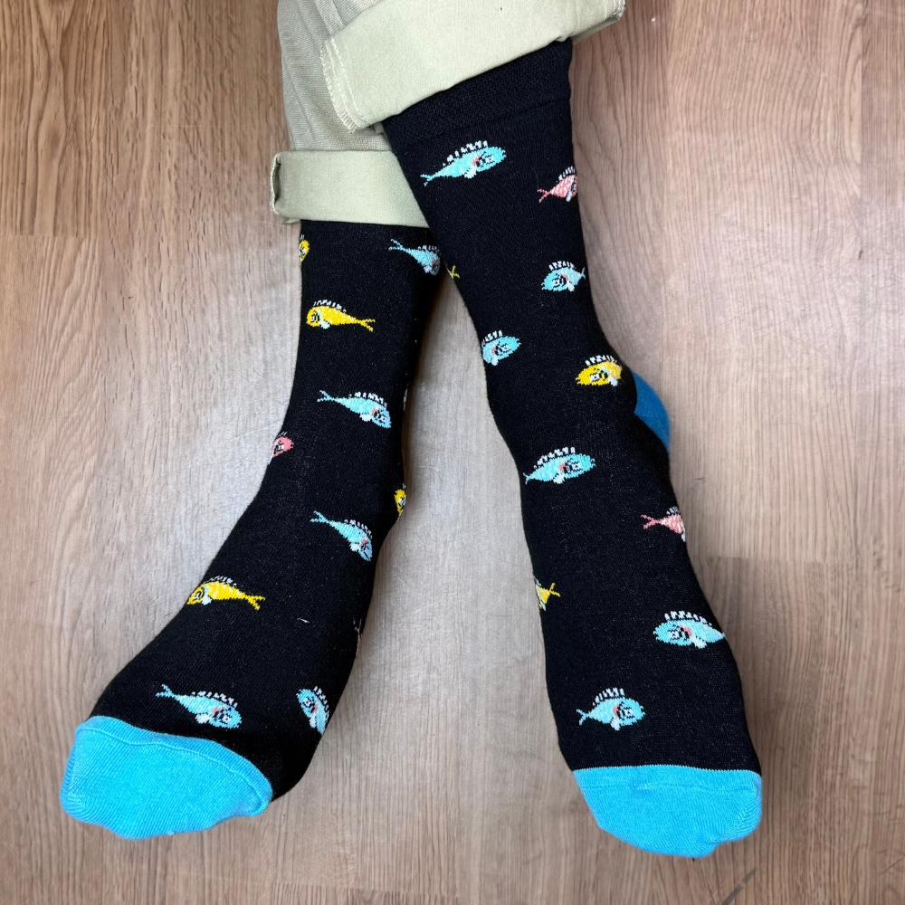 Black Crew Length Socks for Men