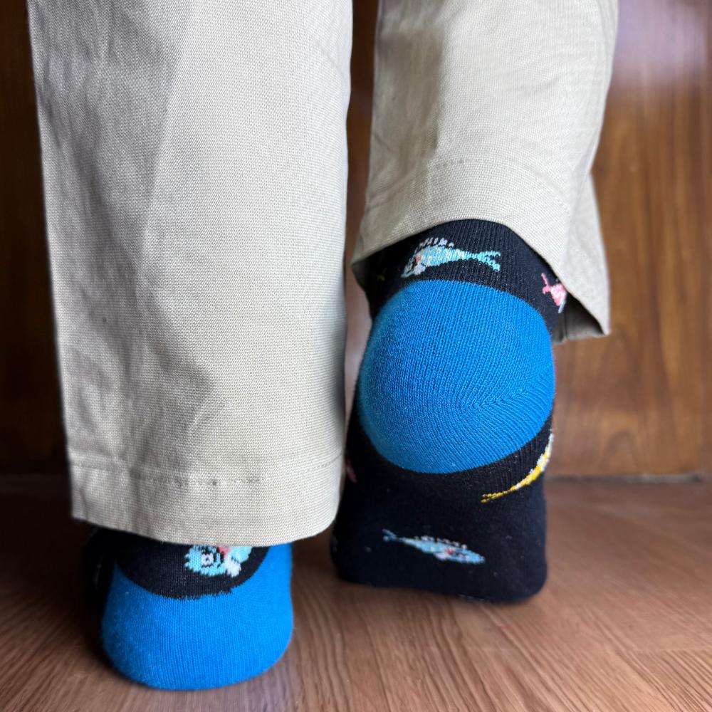 Black Crew Length Socks for Men