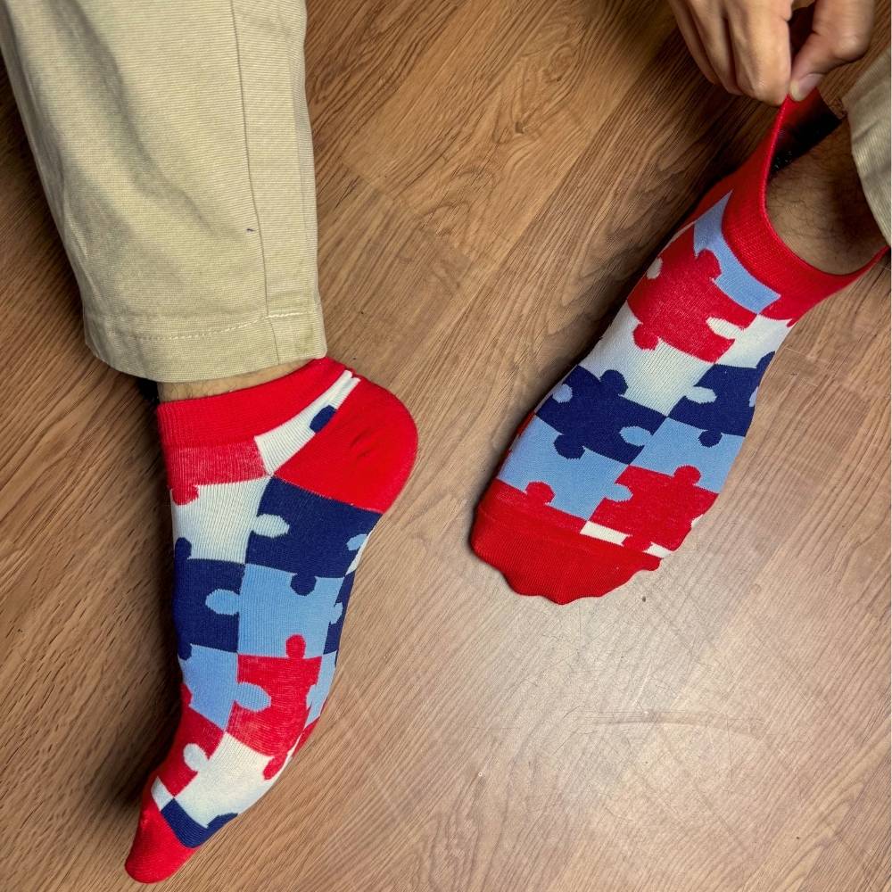 Red Ankle Length Socks for Men