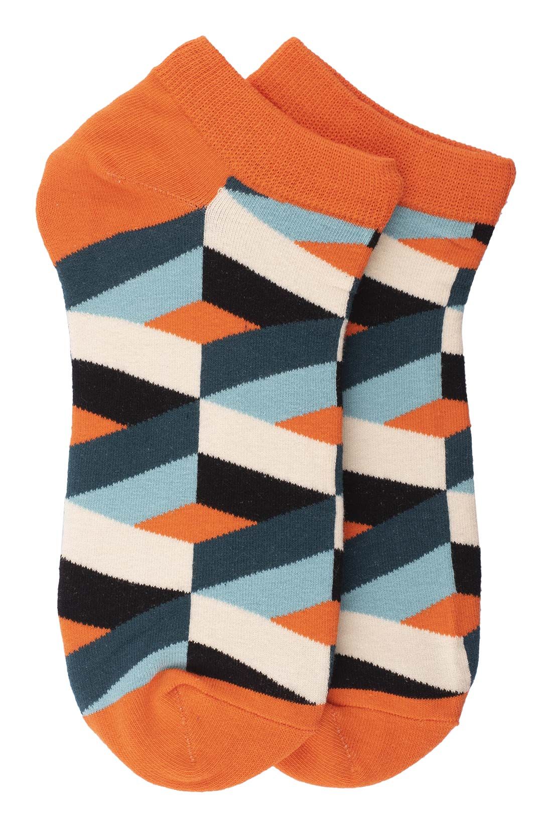 Orange Ankle Length Socks for Men