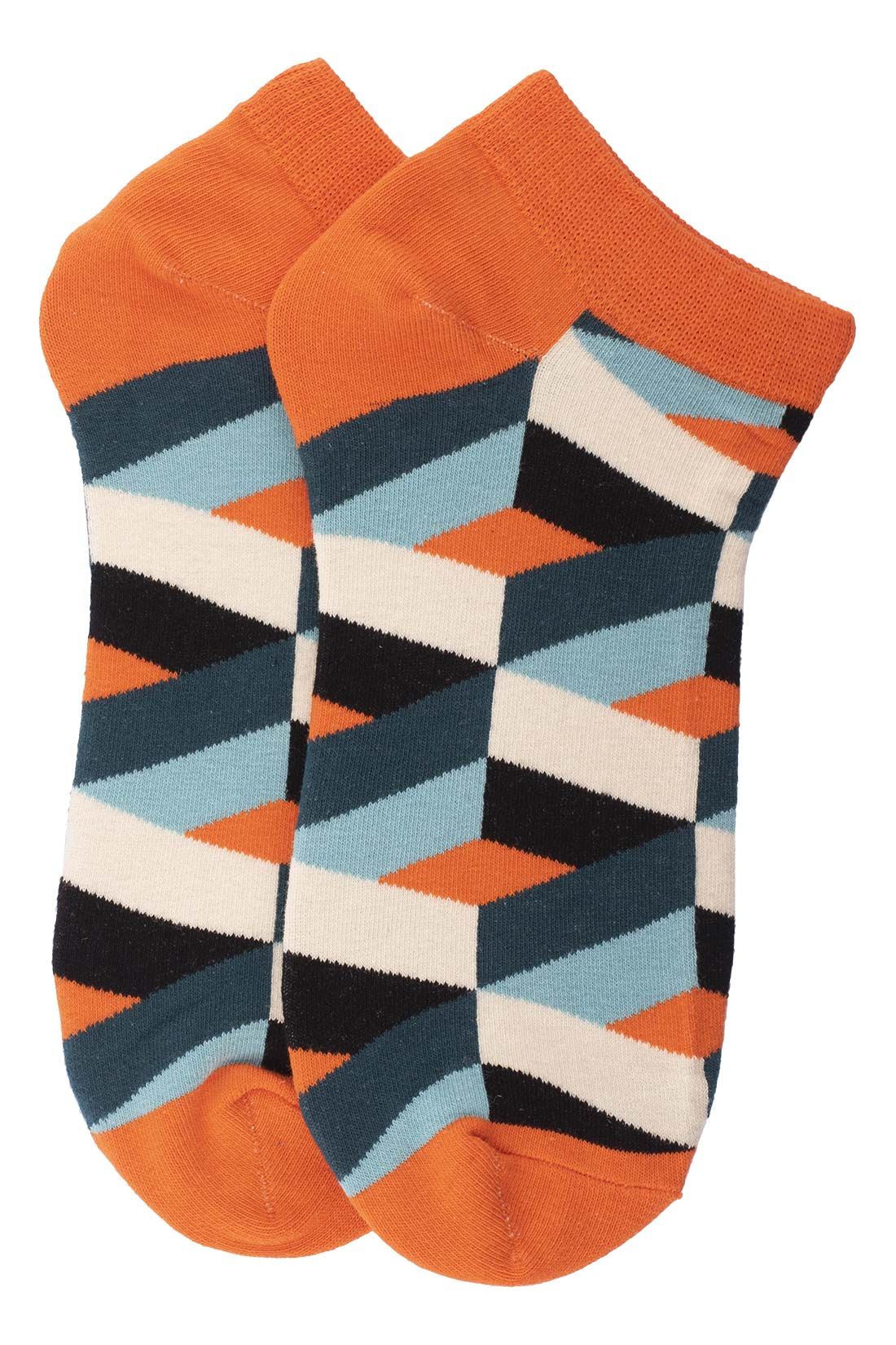 Orange Ankle Length Socks for Men