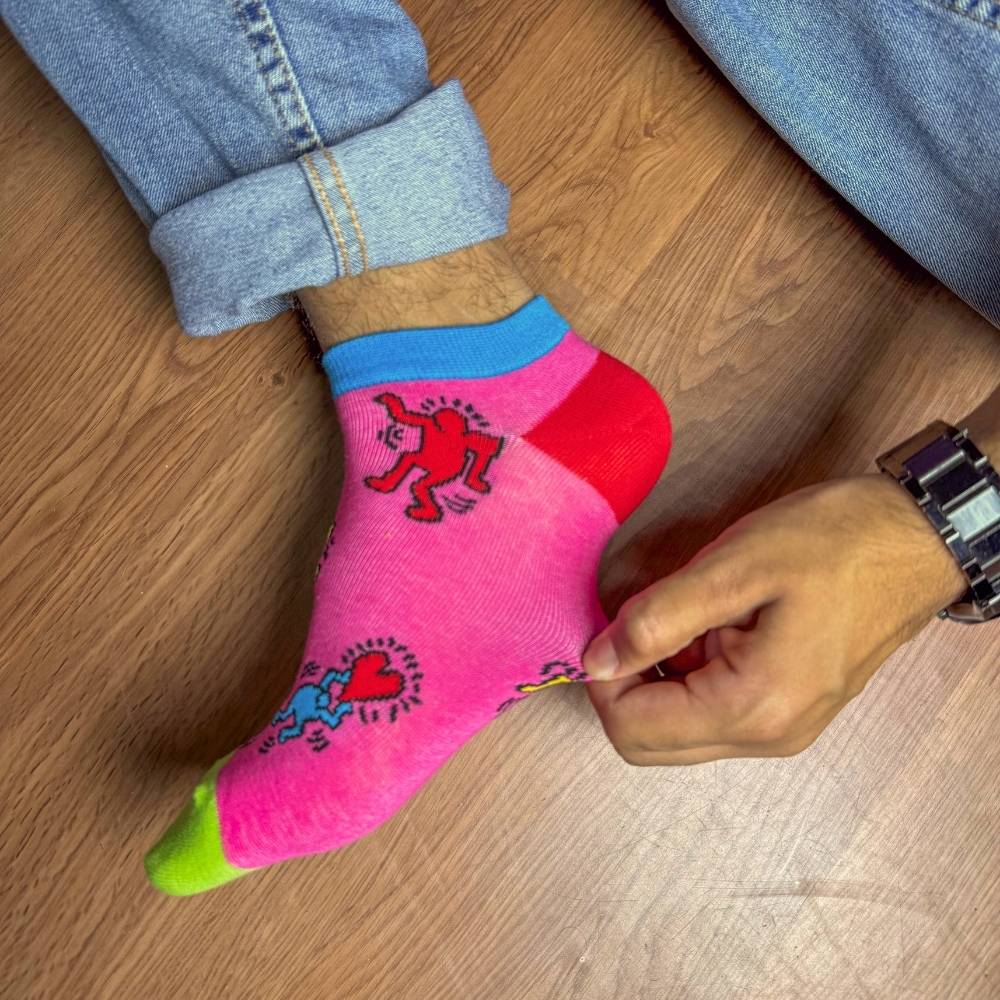 Pink Ankle Length Socks for Men