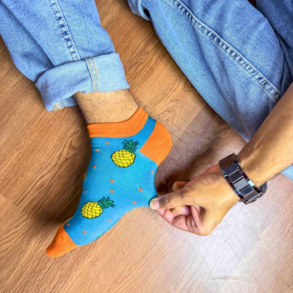 Teal Ankle Length Socks for Men