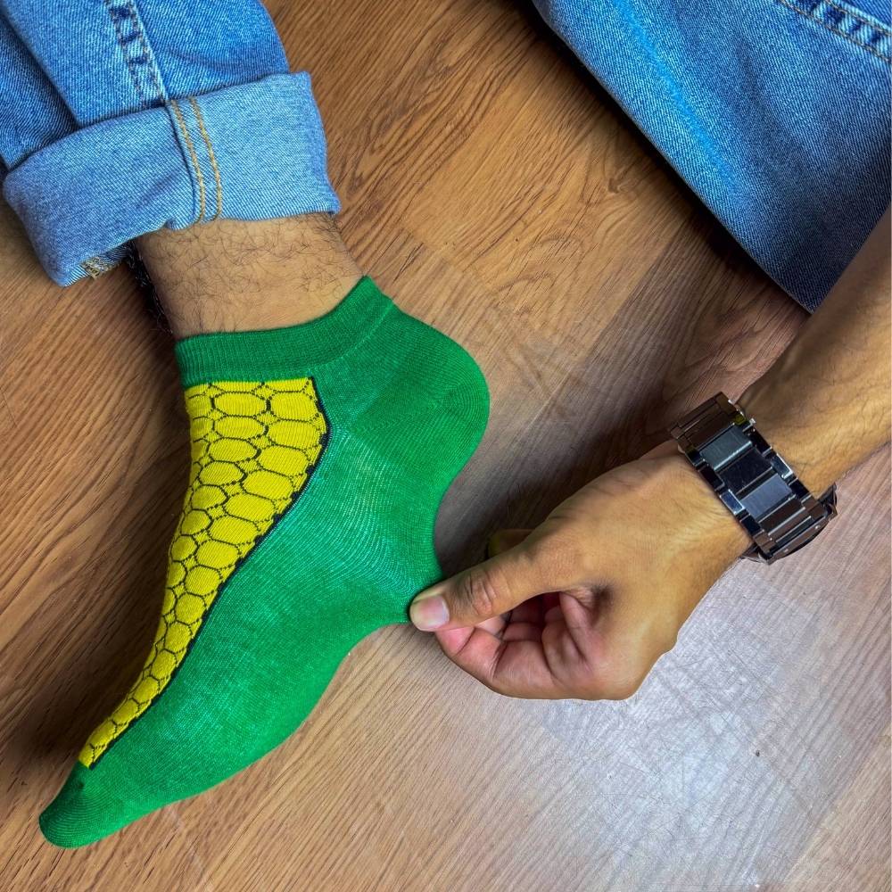Green Ankle Length Socks for Men