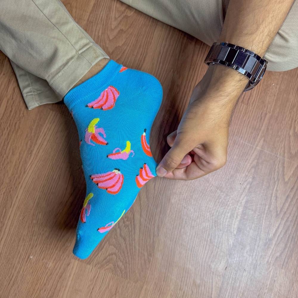 Blue Ankle Length Socks for Men