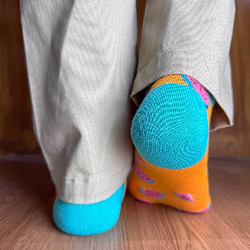 Orange Ankle Length Socks for Men