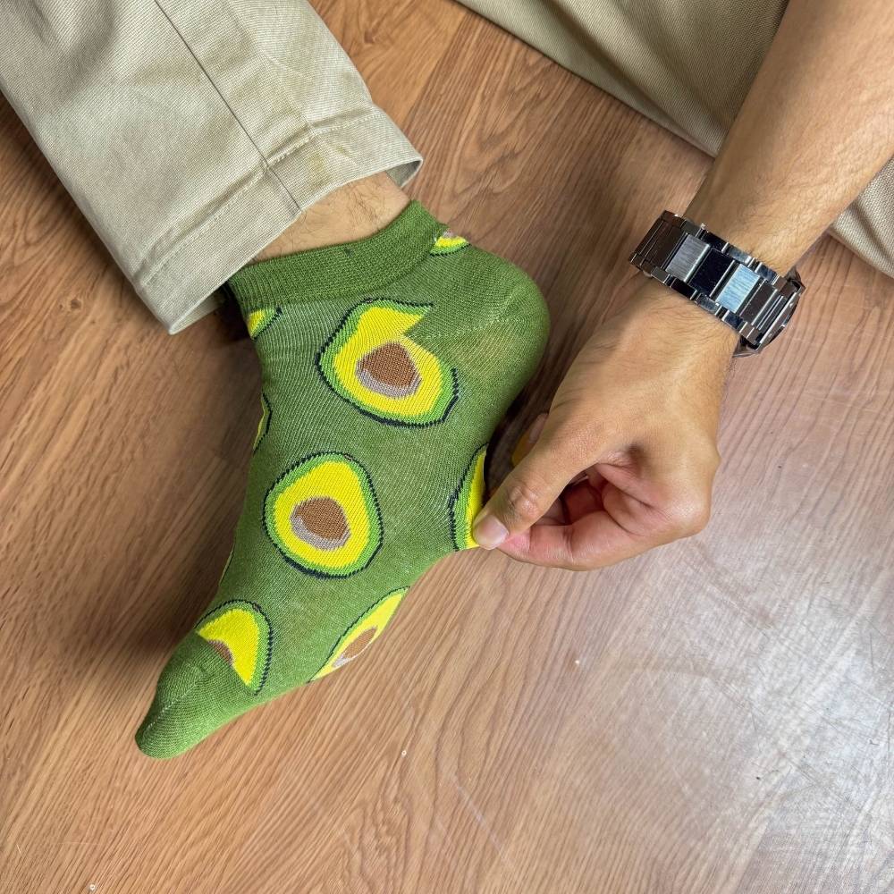 Green Ankle Length Socks for Men