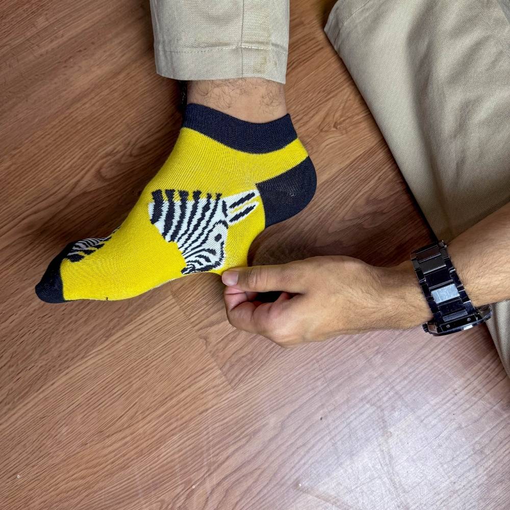 Yellow Ankle Length Socks for Men