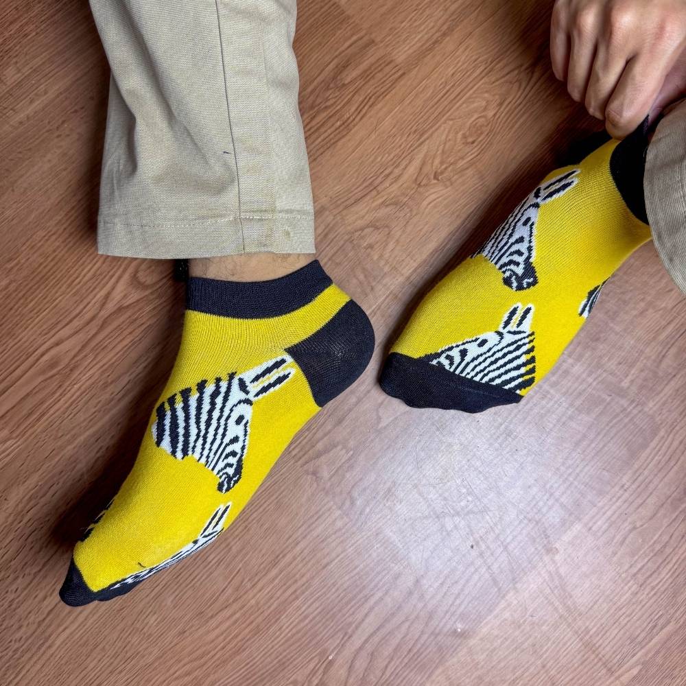 Yellow Ankle Length Socks for Men