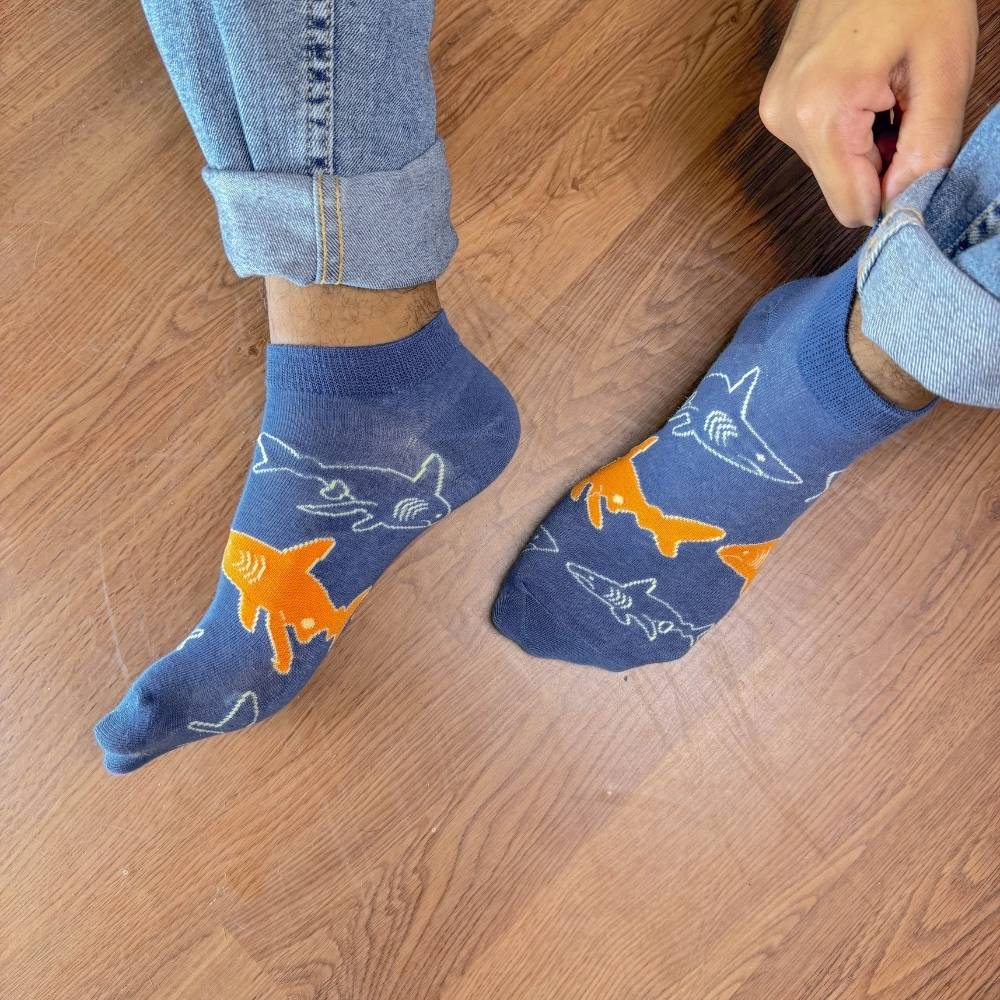 Blue Ankle Length Socks for Men