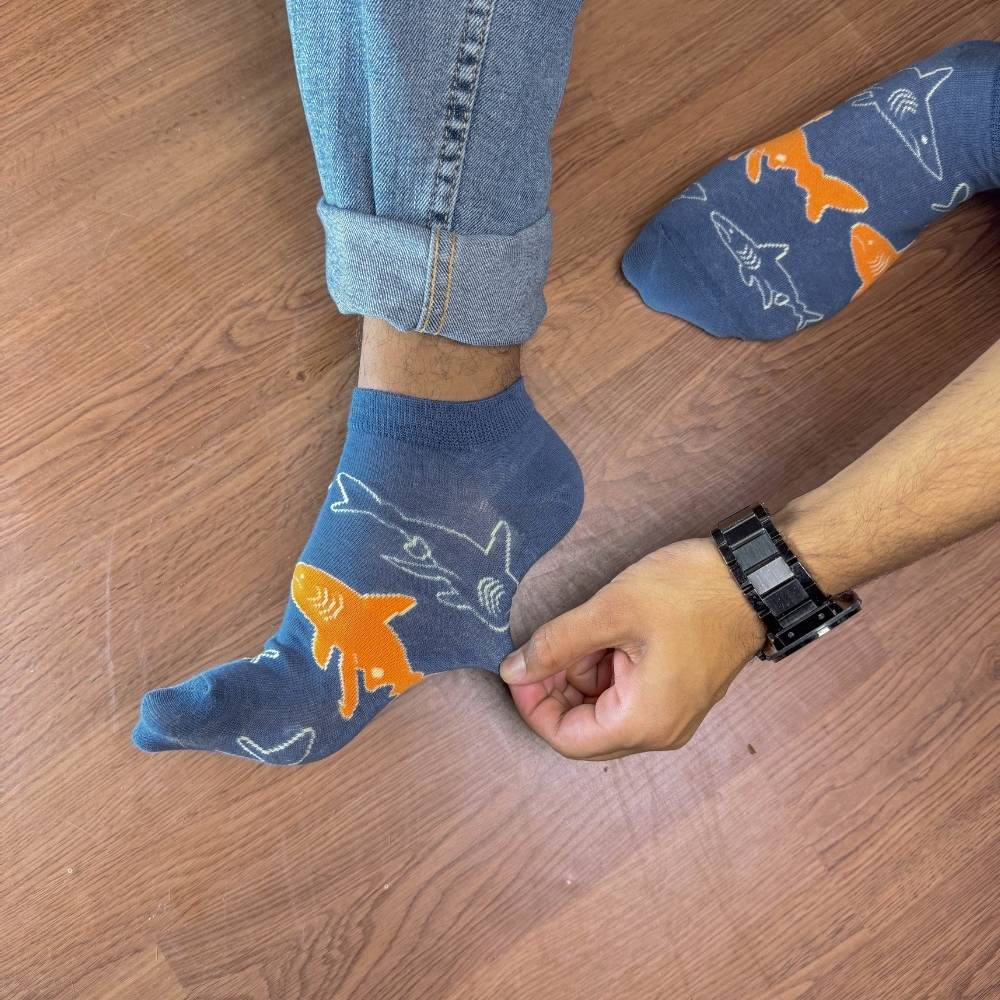 Blue Ankle Length Socks for Men