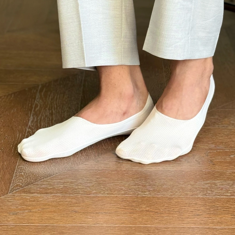 White No Show Loafer Socks for Men