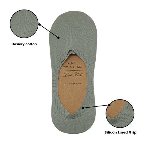 Grey No Show Loafer Socks for Men