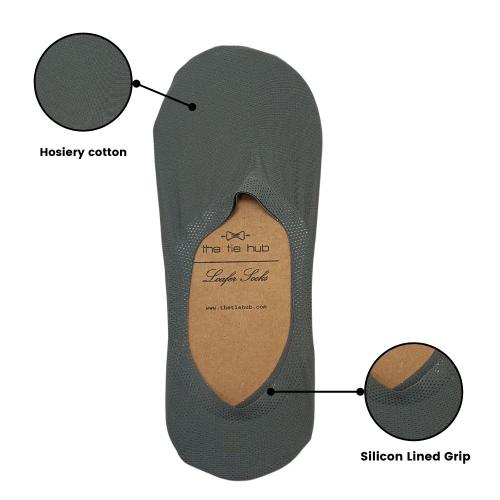Grey No Show Loafer Socks for Men