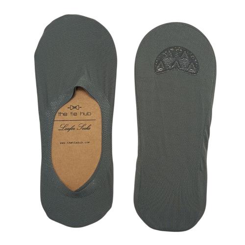 Grey No Show Loafer Socks for Men