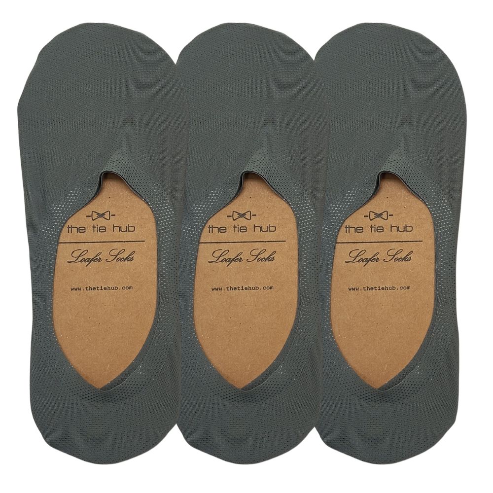 Grey No Show Loafer Socks for Men