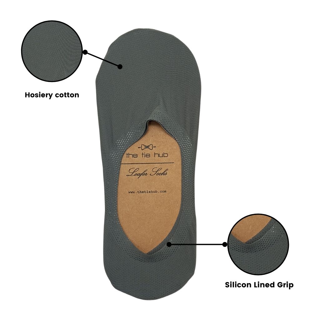 Grey No Show Loafer Socks for Men