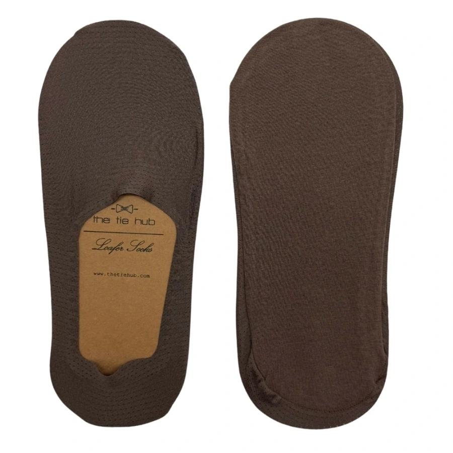Brown No Show Loafer Socks for Men