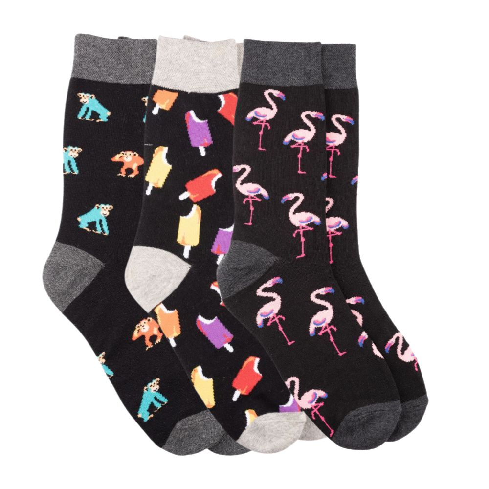 Multi Crew Length Socks Pack of 3 for Men