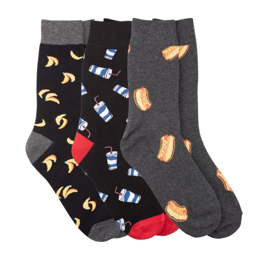 Multi Crew Length Socks Pack of 3 for Men