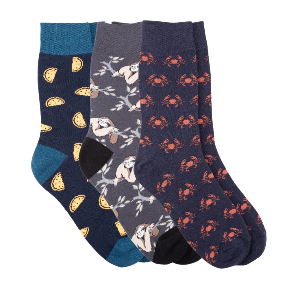 Multi Crew Length Socks Pack of 3 for Men