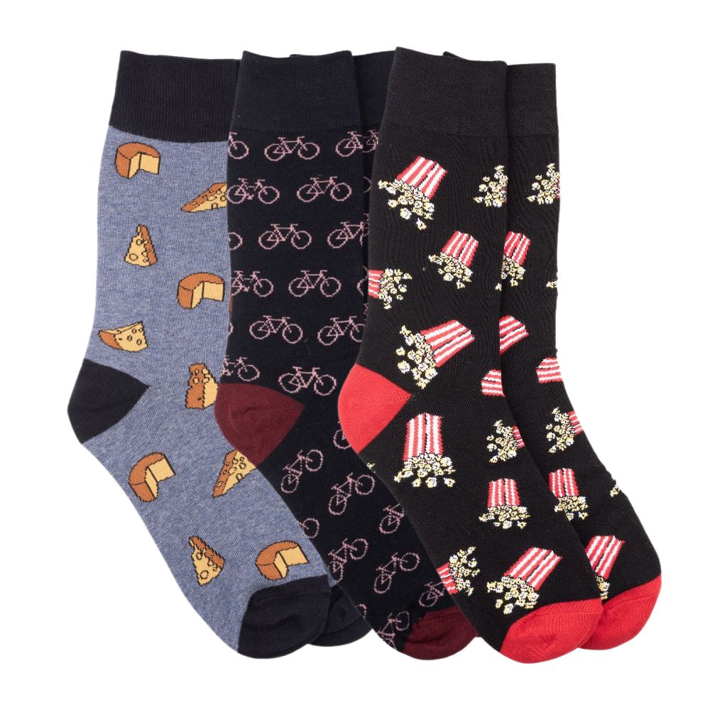Multi Crew Length Socks Pack of 3 for Men