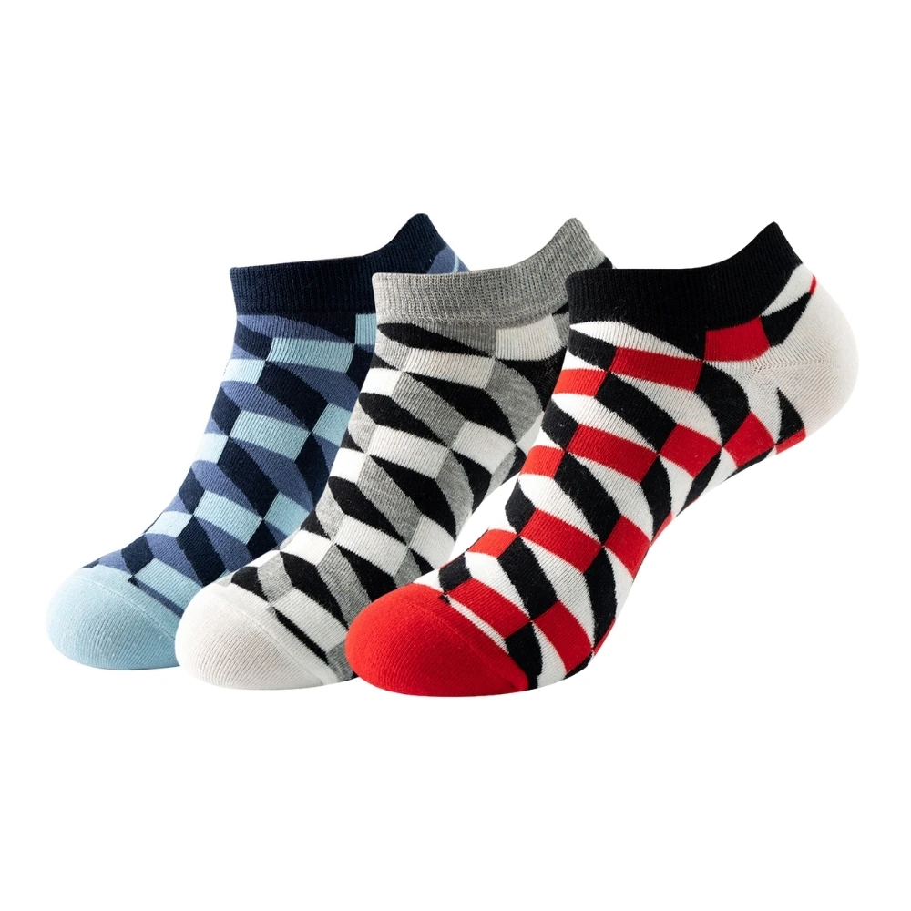 Multicolor Ankle Length Socks Pack of 3 for Men