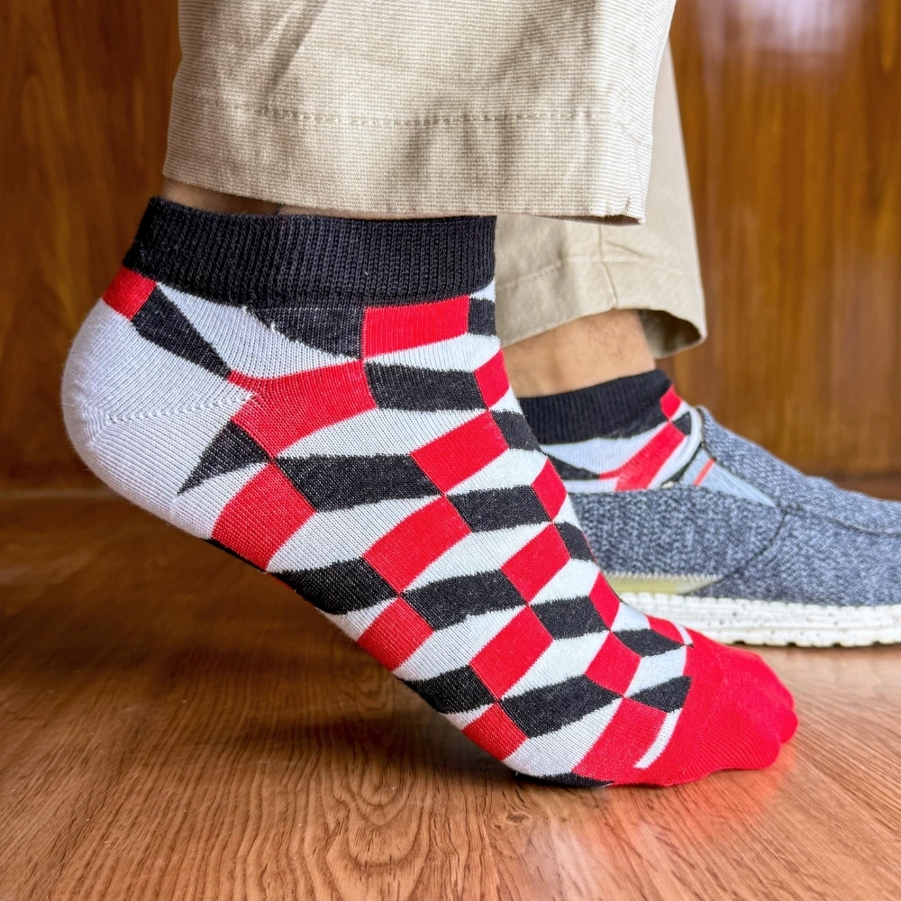 Multicolor Ankle Length Socks Pack of 3 for Men