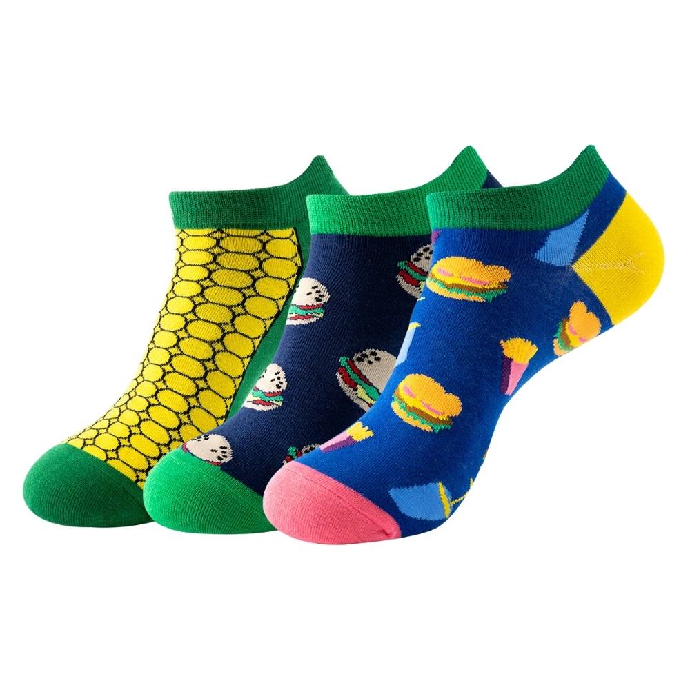 Multicolor Ankle Length Socks Pack of 3 for Men