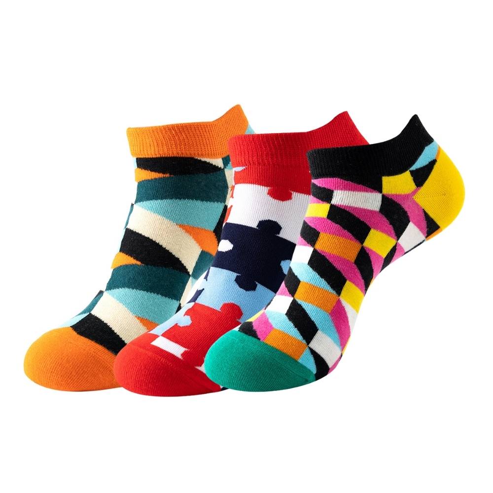Multicolor Ankle Length Socks Pack of 3 for Men