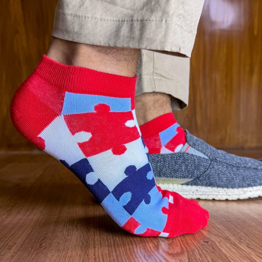 Multicolor Ankle Length Socks Pack of 3 for Men