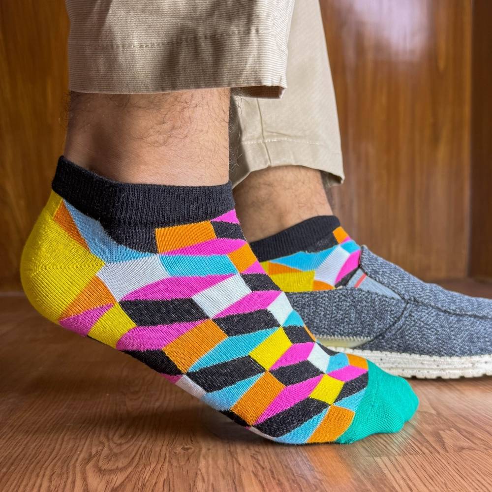 Multicolor Ankle Length Socks Pack of 3 for Men