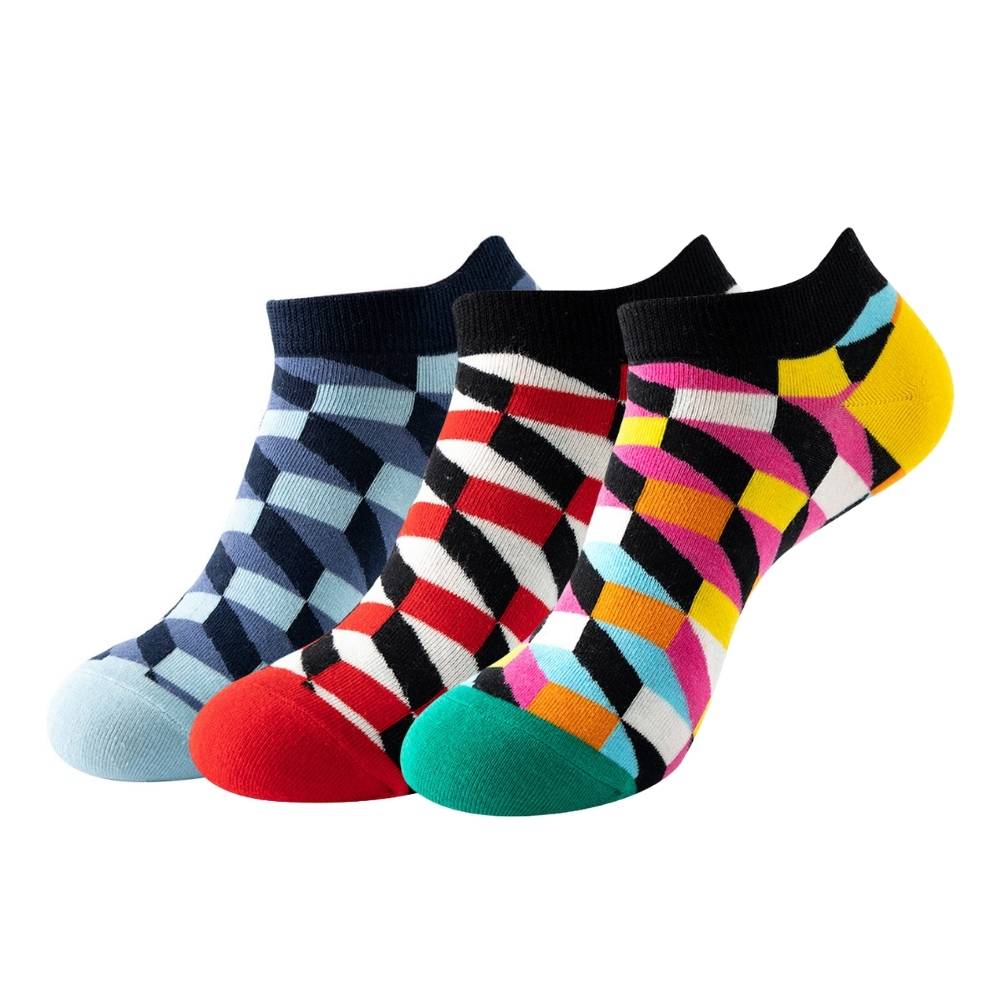 Multicolor Ankle Length Socks Pack of 3 for Men