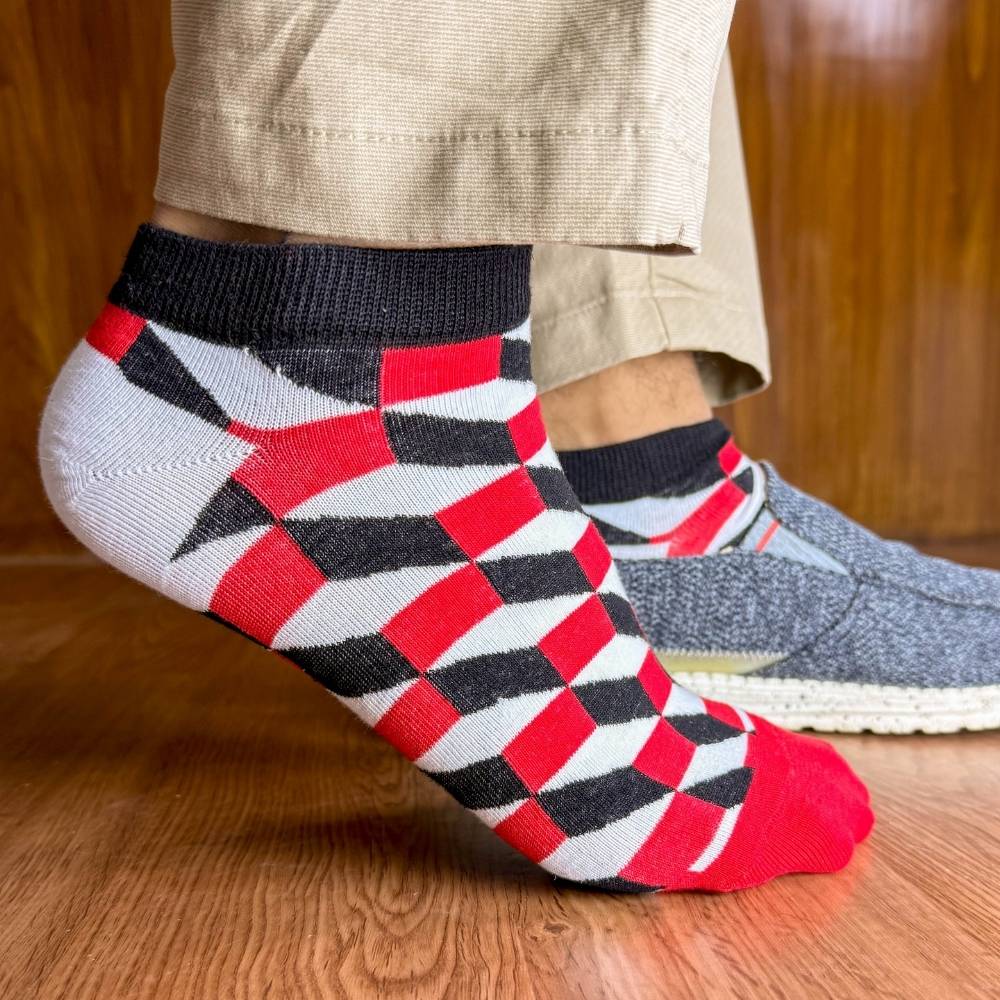 Multicolor Ankle Length Socks Pack of 3 for Men
