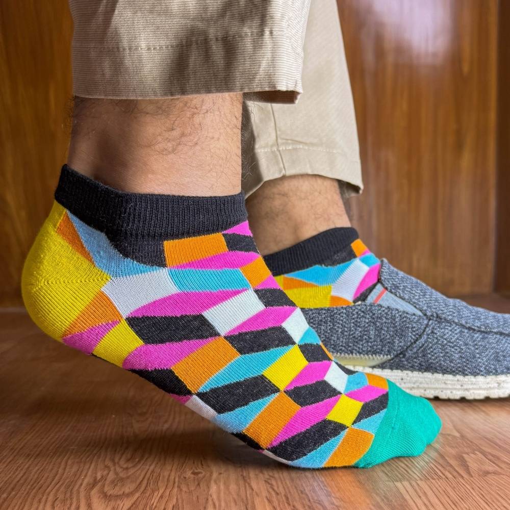 Multicolor Ankle Length Socks Pack of 3 for Men