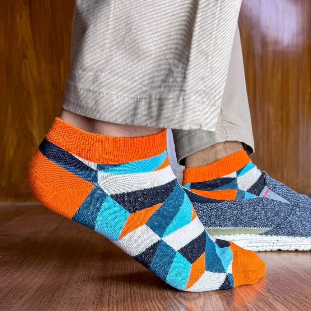 Multicolor Ankle Length Socks Pack of 3 for Men