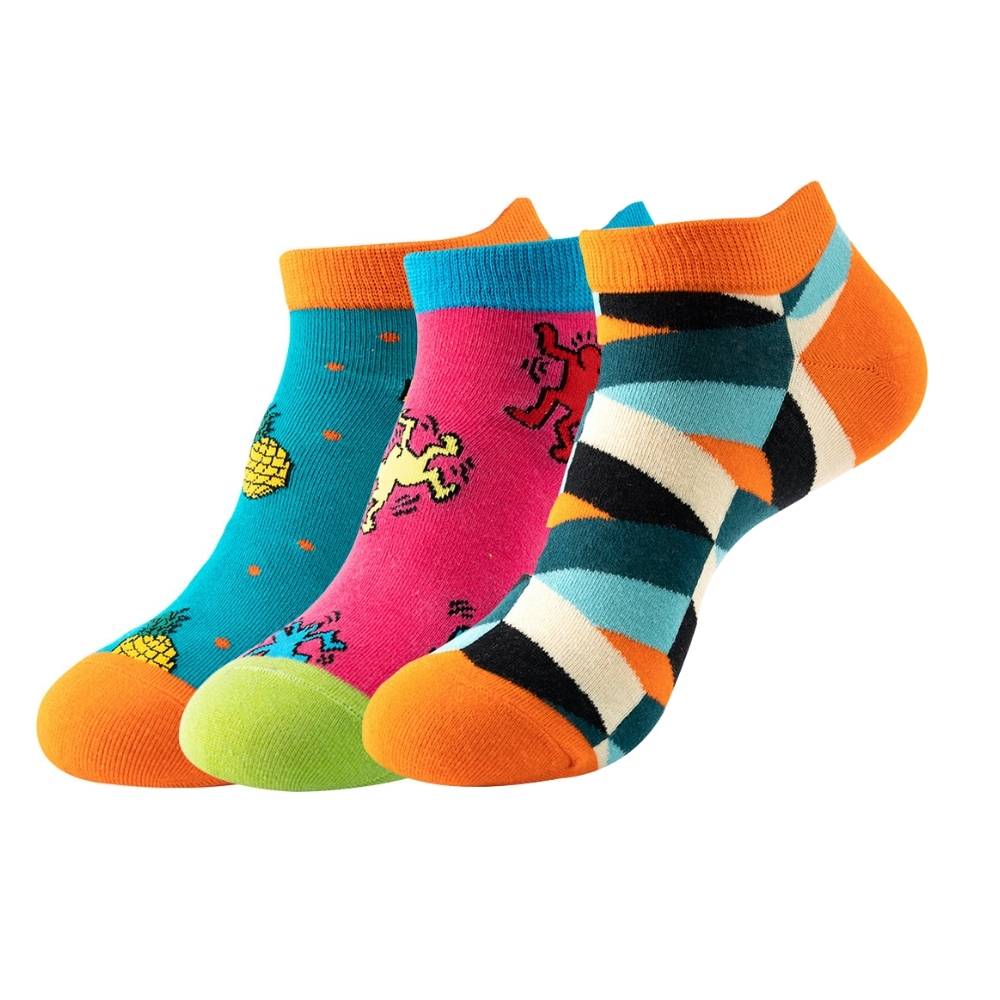Multicolor Ankle Length Socks Pack of 3 for Men