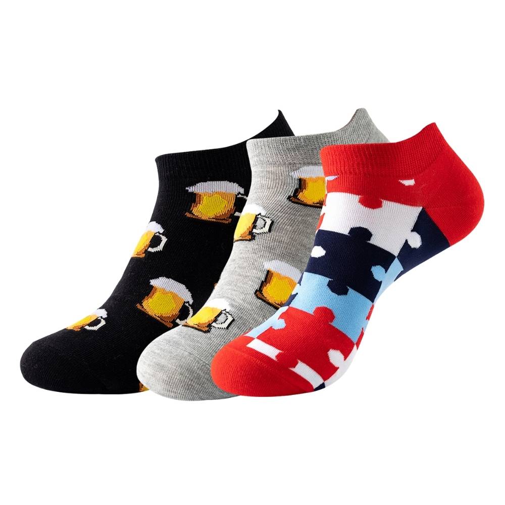 Multicolor Ankle Length Socks Pack of 3 for Men