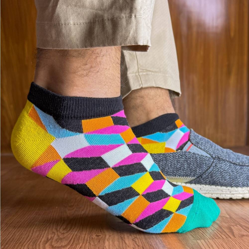 Multicolor Ankle Length Socks Pack of 3 for Men