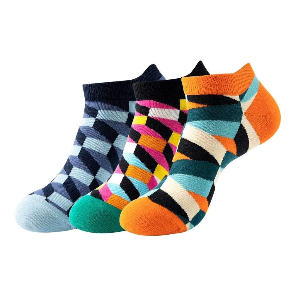 Multicolor Ankle Length Socks Pack of 3 for Men