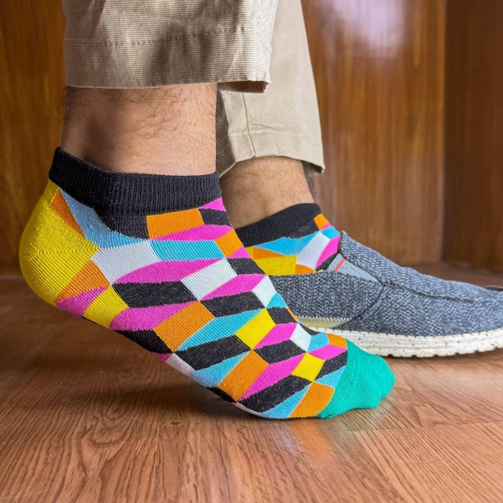 Multicolor Ankle Length Socks Pack of 3 for Men