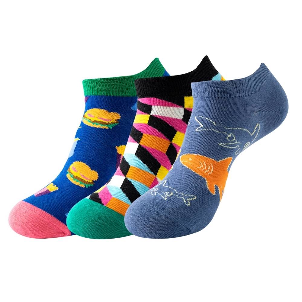 Multicolor Ankle Length Socks Pack of 3 for Men