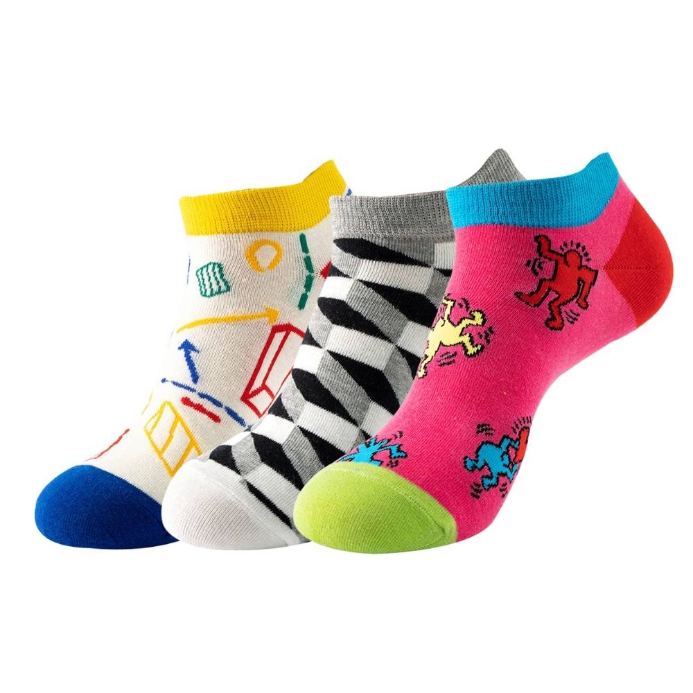 Multicolor Ankle Length Socks Pack of 3 for Men